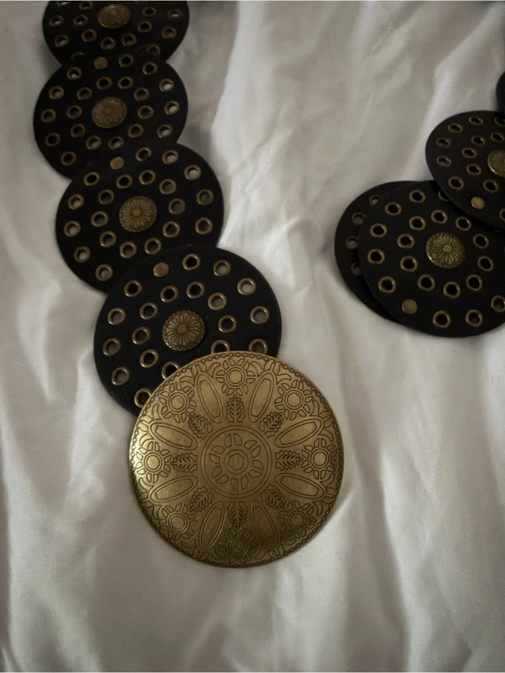 Black and Gold Disc Link Belt - Women Accessories